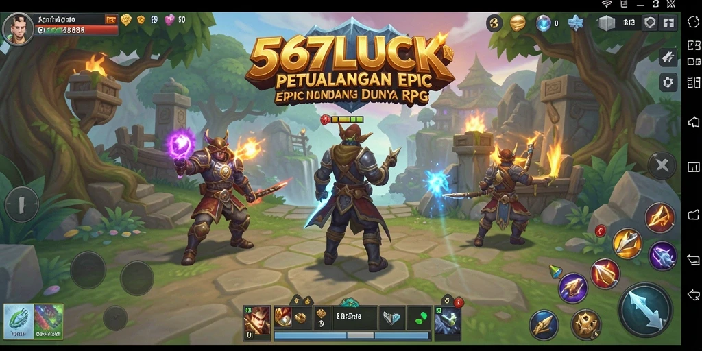 Tangkapan layar 567LUCK menampilkan pertempuran seru dalam dunia RPG.