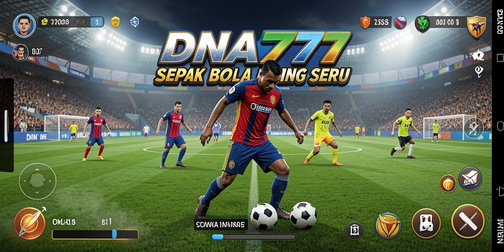 Screenshot menunjukkan aksi seru dalam pertandingan sepak bola.