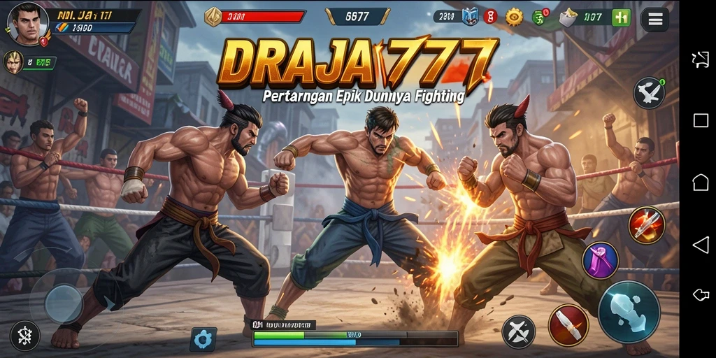 Tampilan gameplay DRAJA777 dengan pertarungan yang intens.