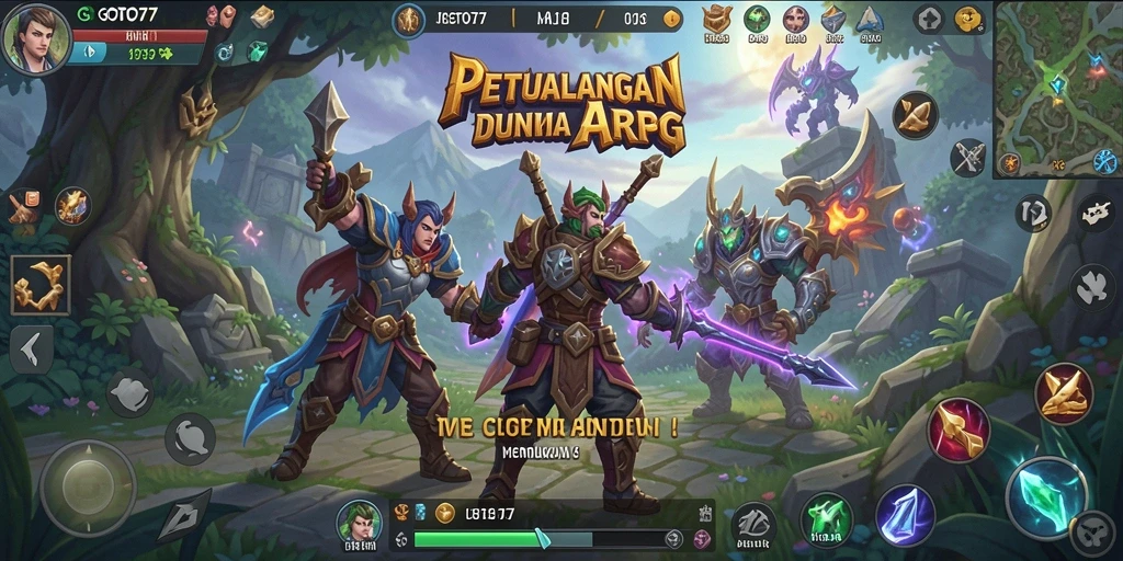 Screenshot GOTO77 menunjukkan aksi pertempuran yang intens di dunia ARPG.