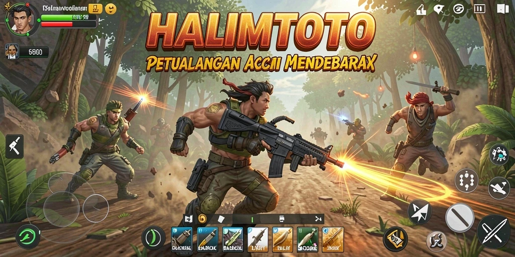 Tangkapan layar HALIMTOTO menampilkan aksi pertempuran yang intens dan mendebarkan.