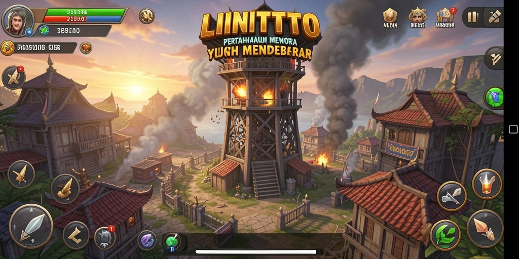 Tampilan gameplay menara dalam LINITOTO yang penuh aksi dan strategi.