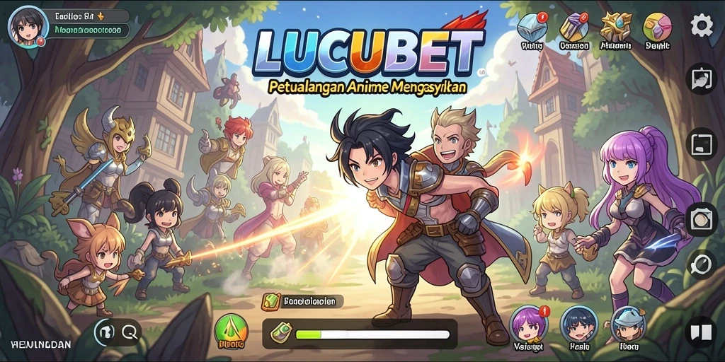 Screenshot gameplay menarik dari LUCUBET yang menampilkan karakter anime.