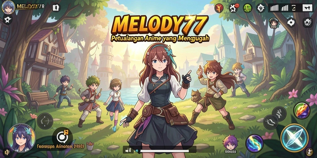 Screenshot gameplay MELODY77 menampilkan aksi karakter anime yang seru.