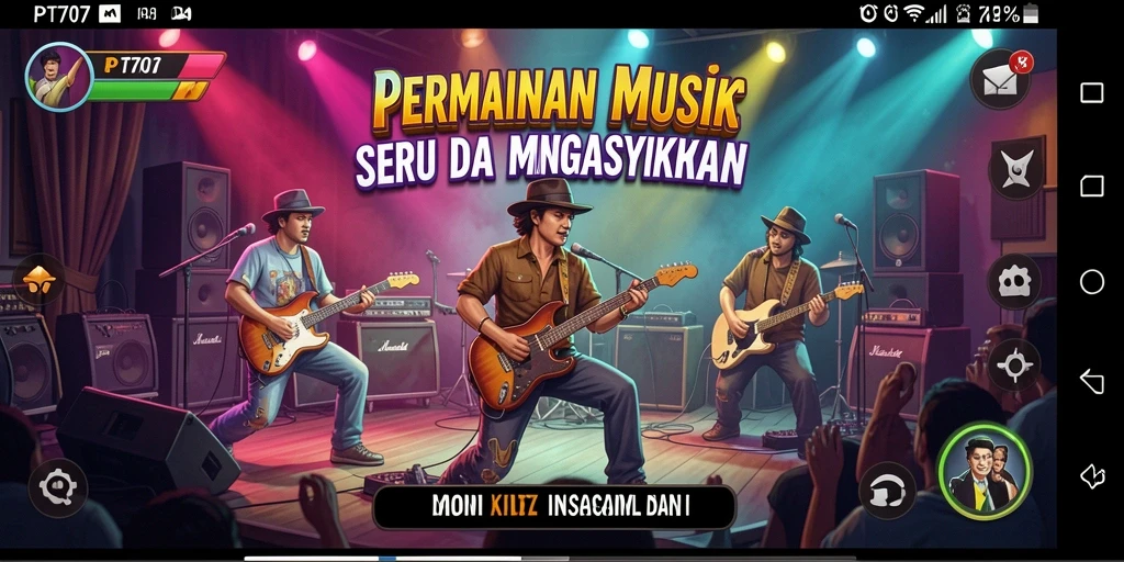 Screenshot gameplay PT707 menampilkan interaksi bermain musik yang menyenangkan.