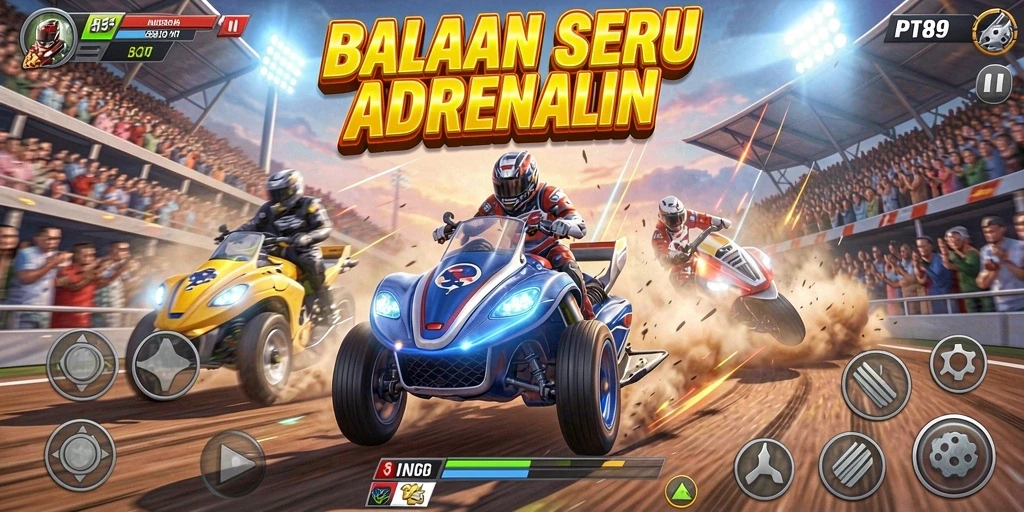 Tampilan gameplay balapan PT89 yang seru dan menegangkan.