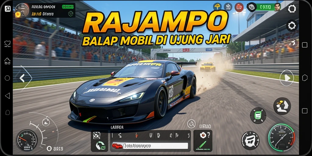 Gameplay seru RAJAMPO menampilkan balapan mendebarkan dan grafis yang memukau.