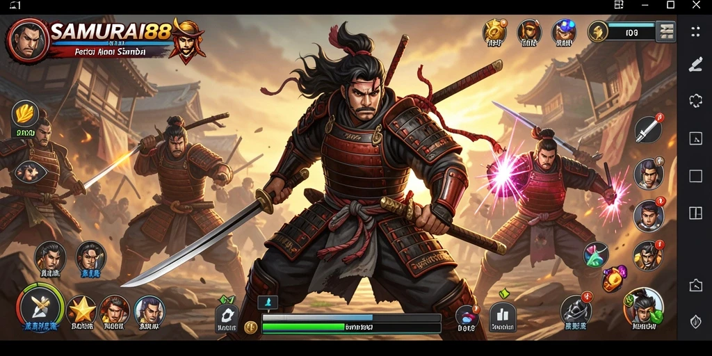 Tampilan aksi mendebarkan dalam dunia samurai.