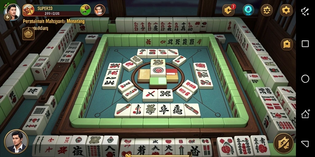 Screenshot gameplay SUPER33 menampilkan aksi seru permainan Mahjong.