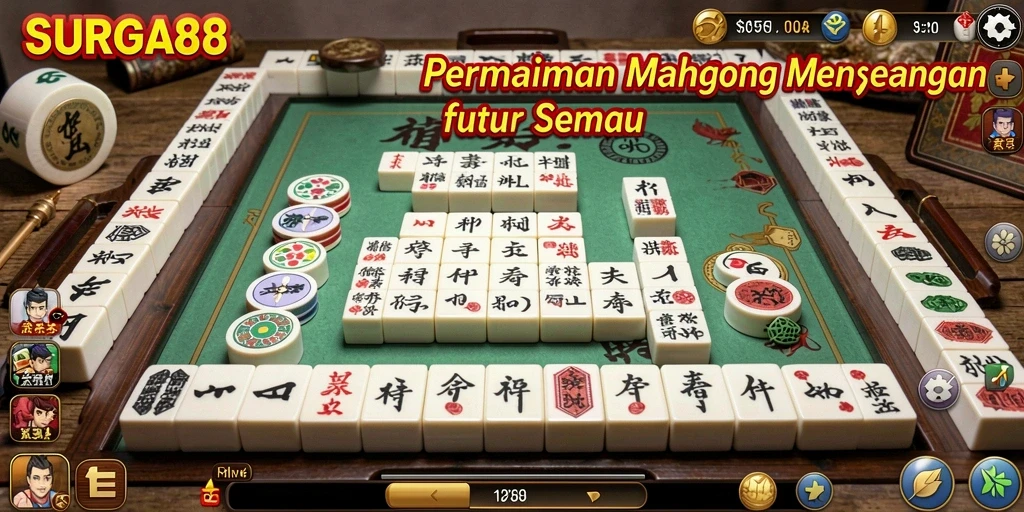 Tampilan gameplay menarik dari SURGA88 dengan elemen Mahjong yang klasik.