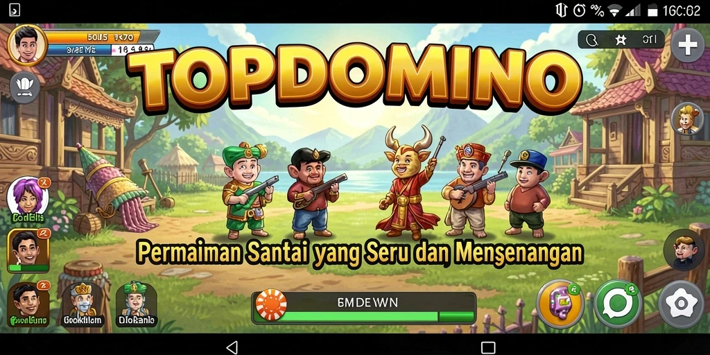 Tampilan gameplay seru dari TOPDOMINO dengan grafis menarik.